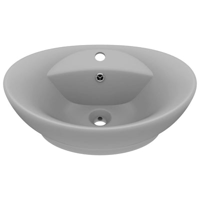 Vidaxl Washingin avec atterrissage ovale 58,5x39 cm en céramique gris clair