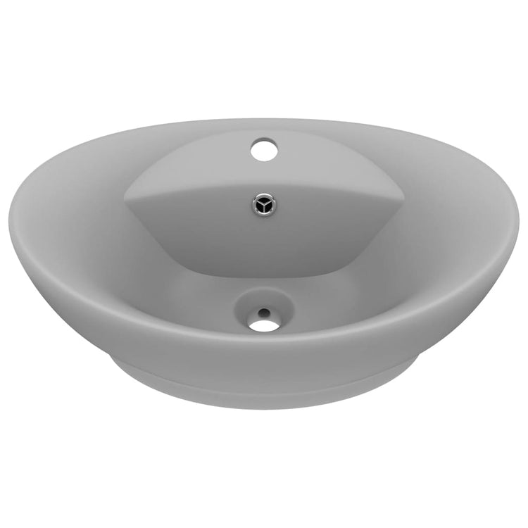 Vidaxl Washingin avec atterrissage ovale 58,5x39 cm en céramique gris clair