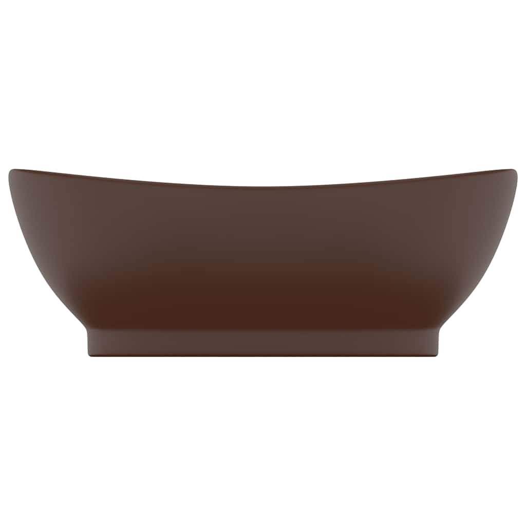 Vidaxl Washingin avec atterrissage ovale 58,5x39 cm en céramique marron foncé