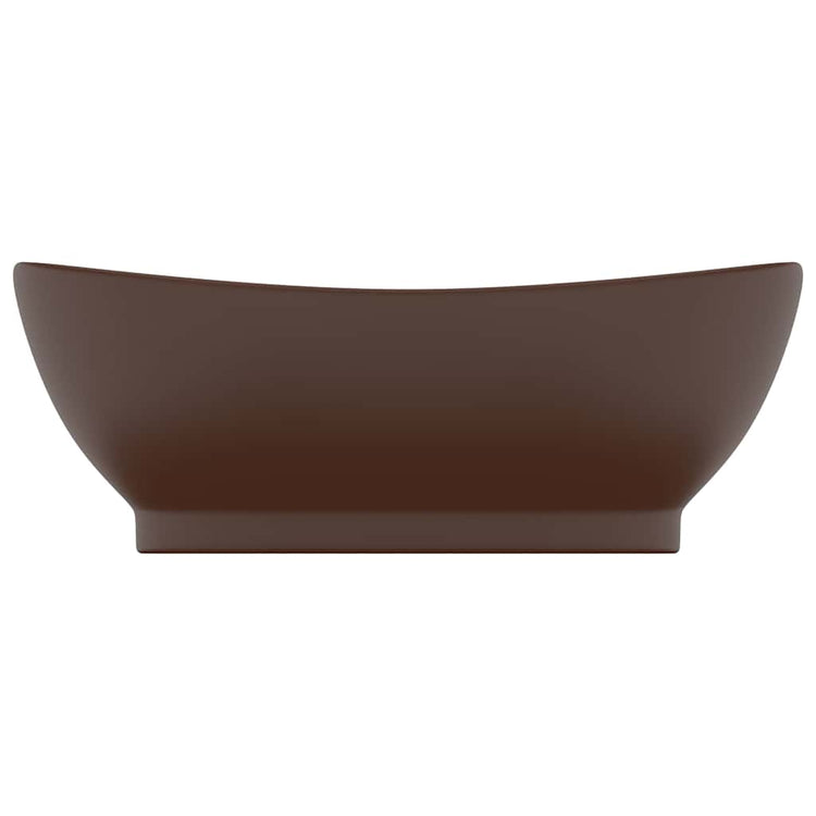 Vidaxl Washingin avec atterrissage ovale 58,5x39 cm en céramique marron foncé
