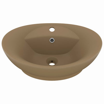 Vidaxl Washingin avec atterrissage ovale 58,5x39 cm Crème de tapis de céramique