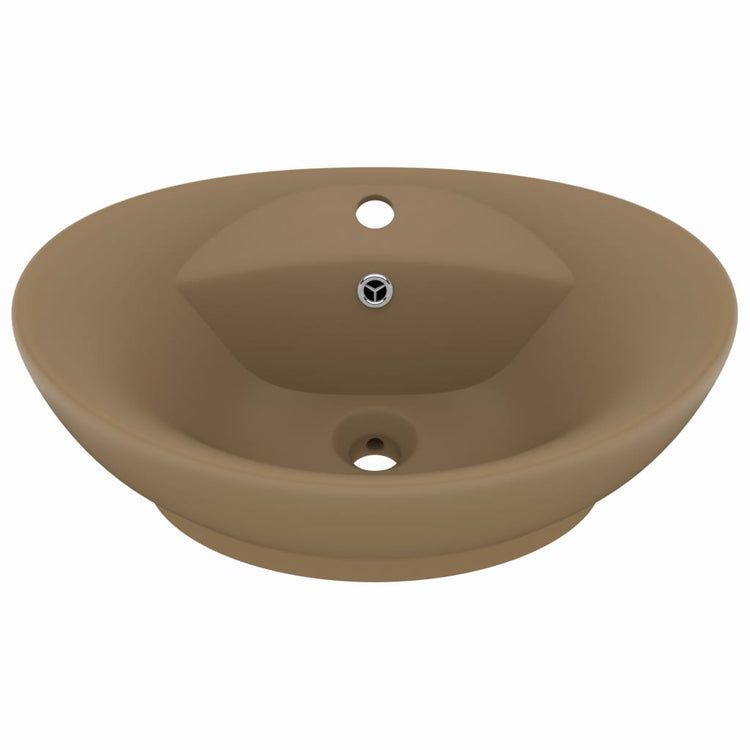 Vidaxl Washingin avec atterrissage ovale 58,5x39 cm Crème de tapis de céramique