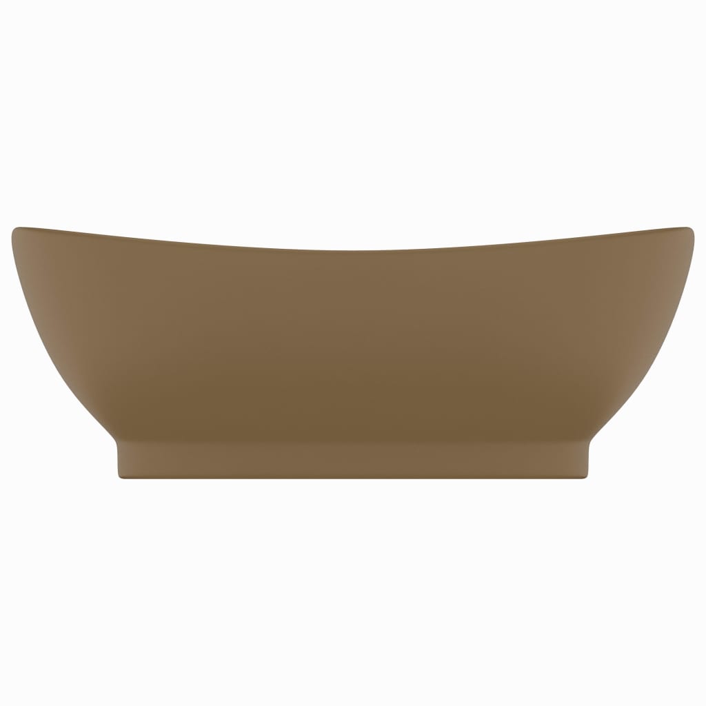Vidaxl Washingin avec atterrissage ovale 58,5x39 cm Crème de tapis de céramique