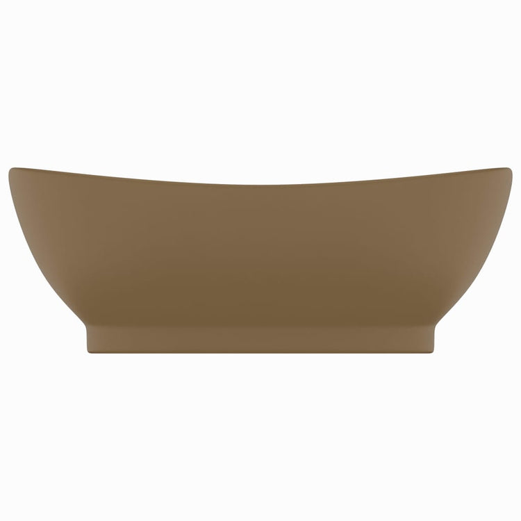 Vidaxl Washingin avec atterrissage ovale 58,5x39 cm Crème de tapis de céramique