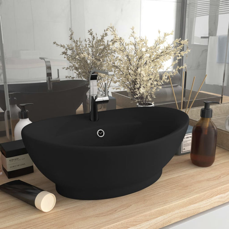 Vidaxl lavabo avec atterrissage ovale 58,5x39 cm en céramique mat