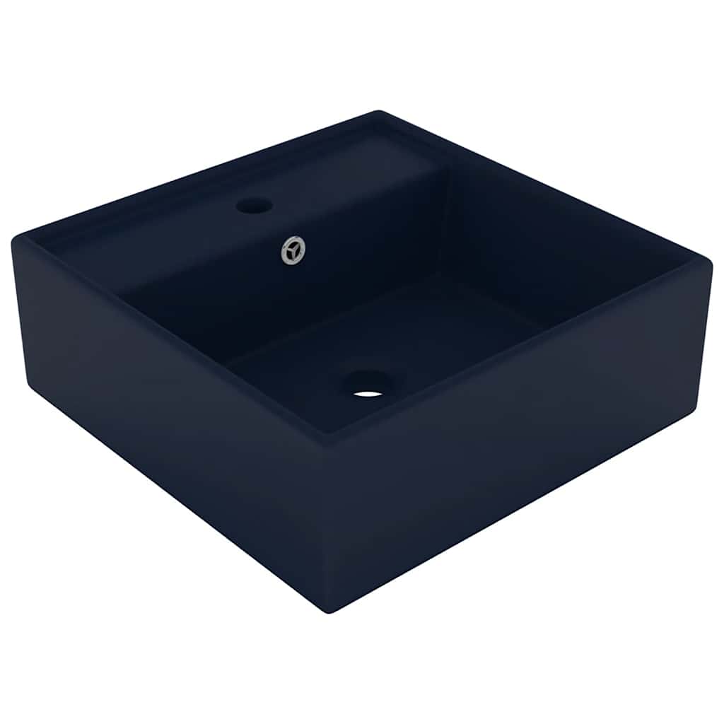 Vidaxx lavabo avec trop-plein carré 41x41cm céramique bleu foncé mat