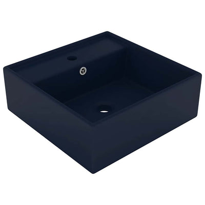 Vidaxx lavabo avec trop-plein carré 41x41cm céramique bleu foncé mat