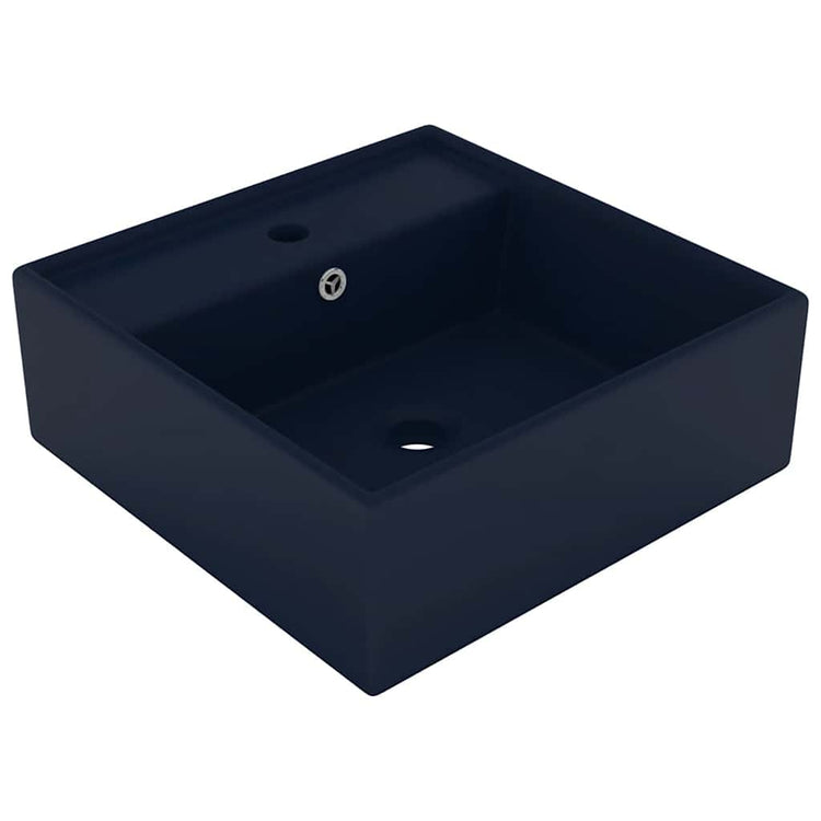 Vidaxx lavabo avec trop-plein carré 41x41cm céramique bleu foncé mat