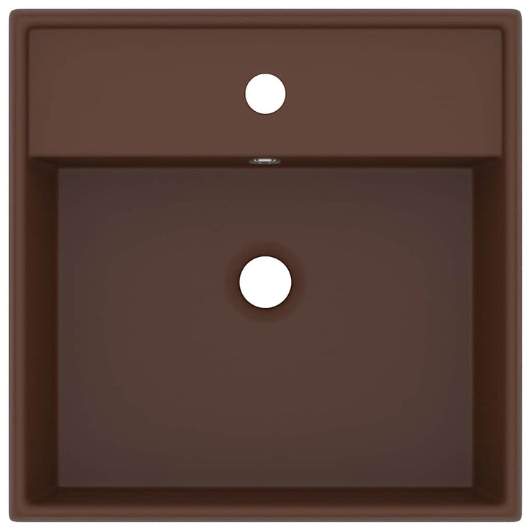 Vidaxl Washingin avec carré d'atterrissage 41x41cm en céramique marron foncé