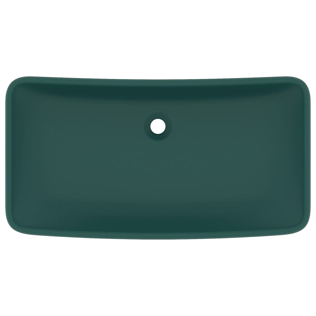 Vidaxl Washbasin Rectangulaire 71x38 cm Mat de céramique vert foncé