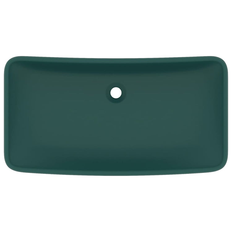 Vidaxl Washbasin Rectangulaire 71x38 cm Mat de céramique vert foncé