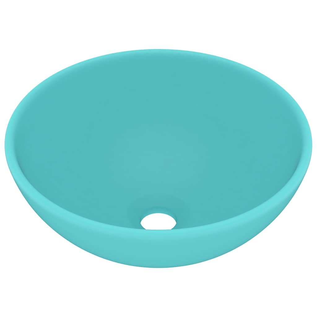 Vidaxl Washbasin Round 32.5x14 cm Ceramic Matt Green clair
