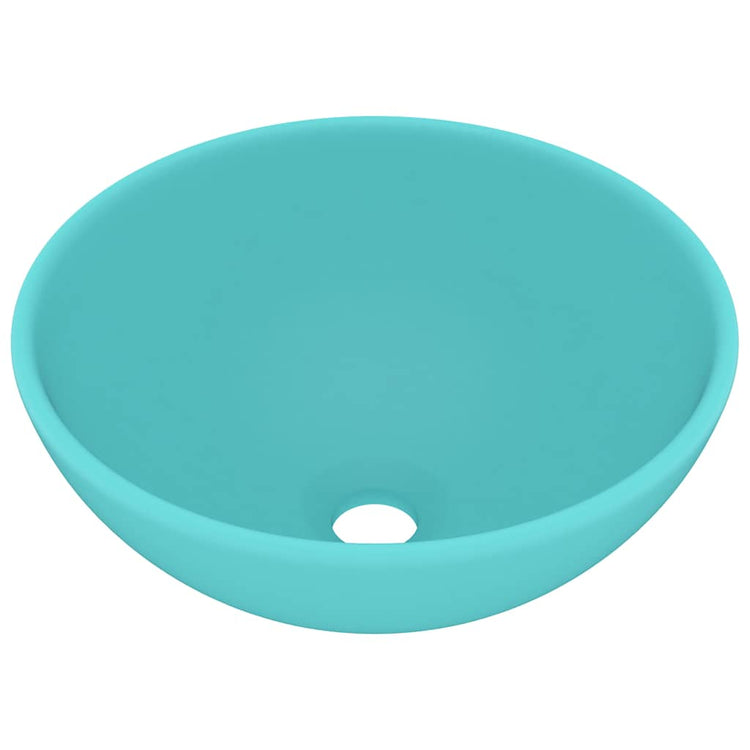 Vidaxl Washbasin Round 32.5x14 cm Ceramic Matt Green clair