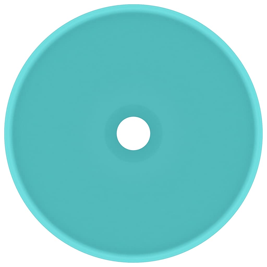 Vidaxl Washbasin Round 32.5x14 cm Ceramic Matt Green clair