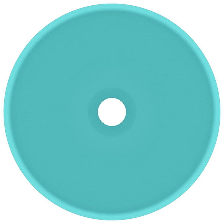 Vidaxl Washbasin Round 32.5x14 cm Ceramic Matt Green clair