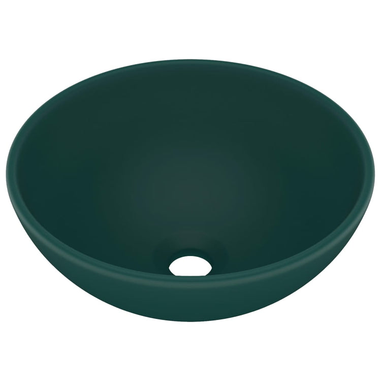 Vidaxl Washbasin Round 32.5x14 cm Mat de céramique vert foncé