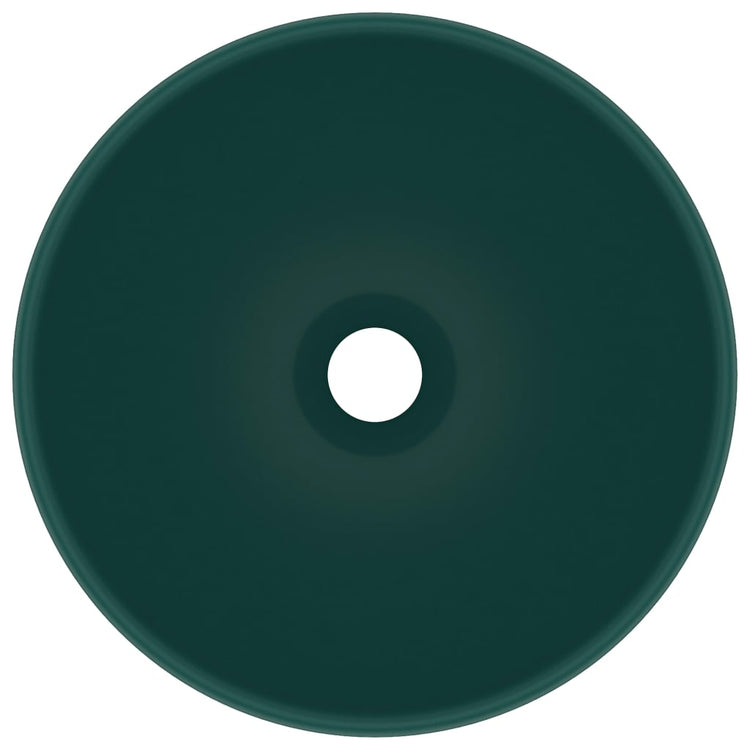 Vidaxl Washbasin Round 32.5x14 cm Mat de céramique vert foncé