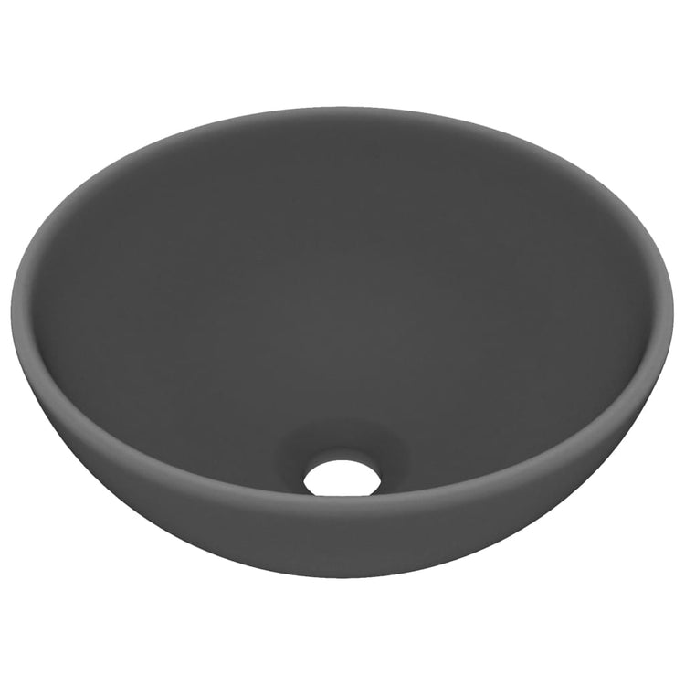 Vidaxl Washbasin Round 32.5x14 cm Mat de céramique gris foncé