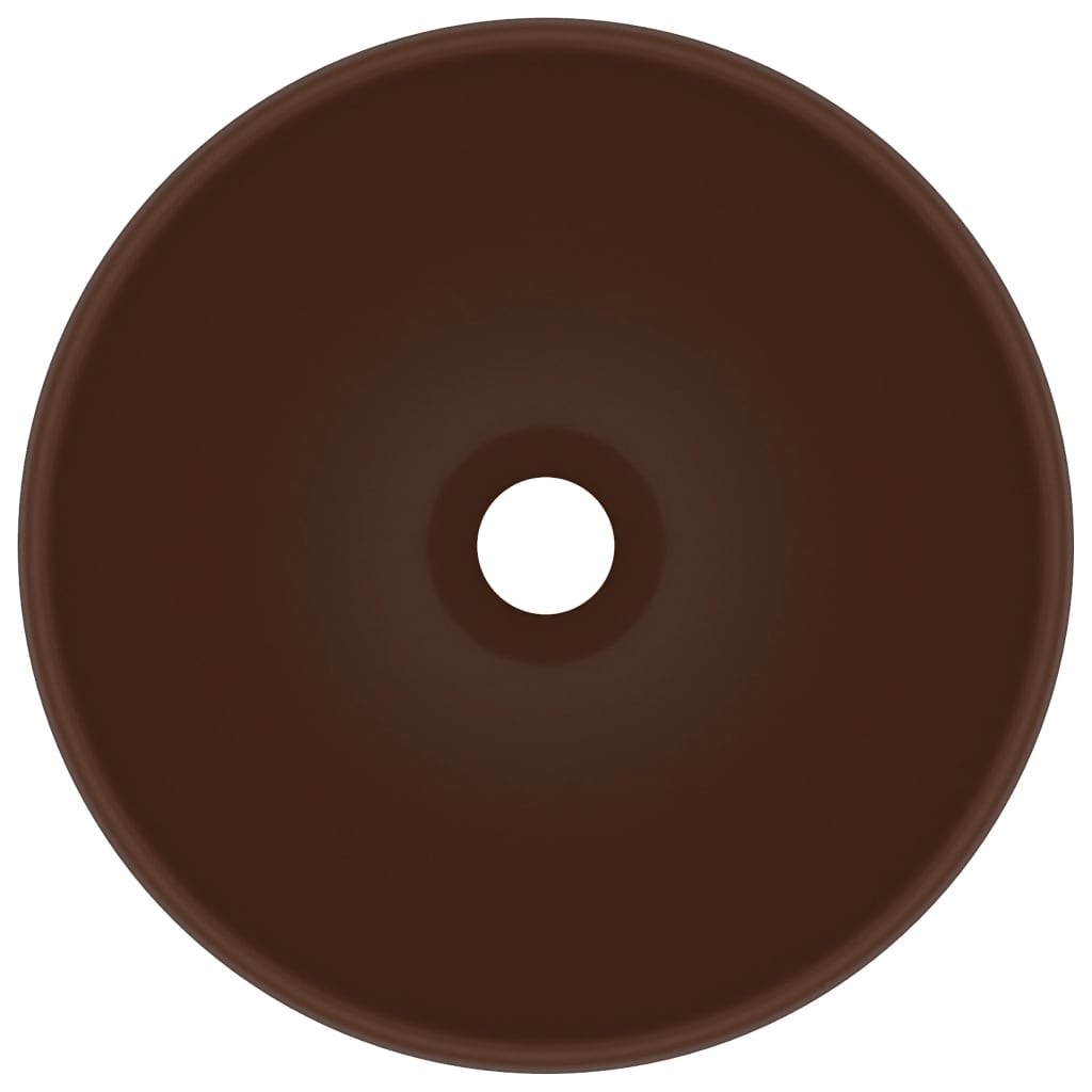 Vidaxl Washbasin Round 32.5x14 cm Cerramic Matt Dark Brown