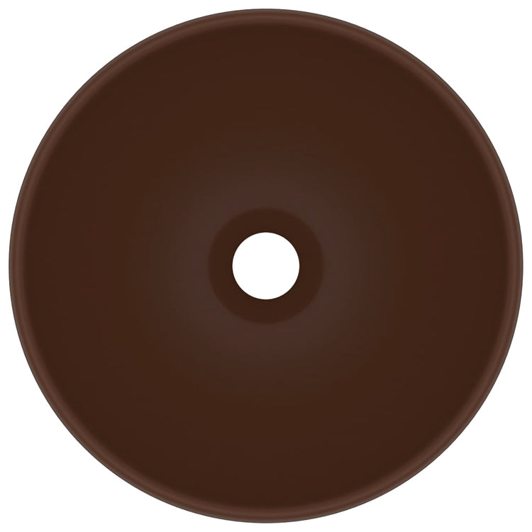 Vidaxl Washbasin Round 32.5x14 cm Cerramic Matt Dark Brown