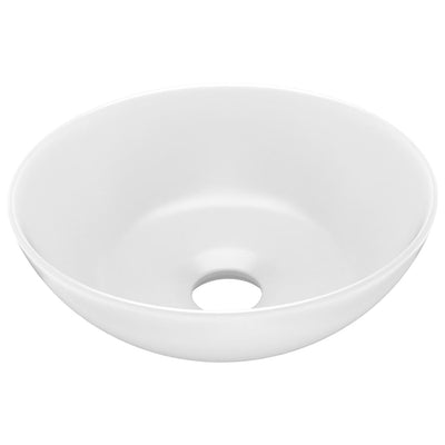 Vidaxl Washbasin Round Ceramic Mat White