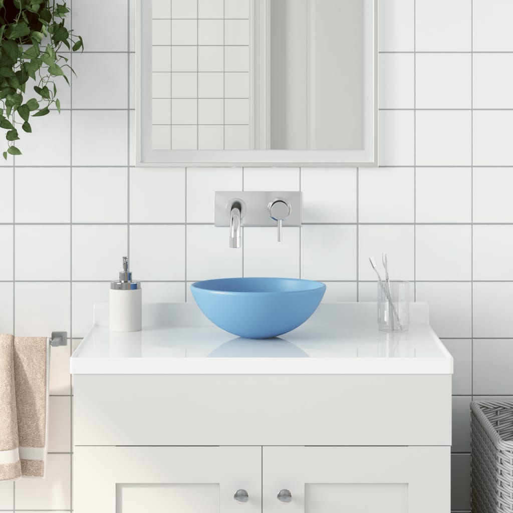Vidaxl Washbasin Round Céramique bleu clair