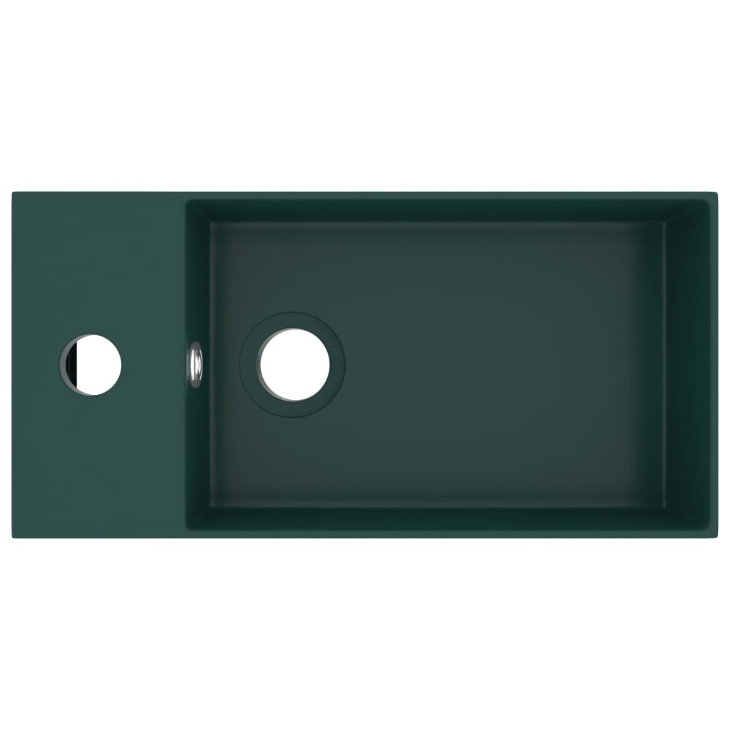 Vidaxl Washbasin avec atterrissage en céramique vert foncé