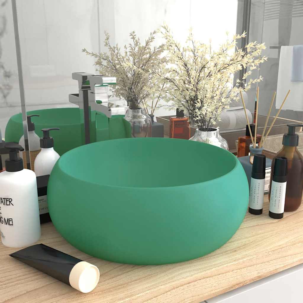 Vidaxl Washbasin Round 40x15 cm Céramique Matt Green clair