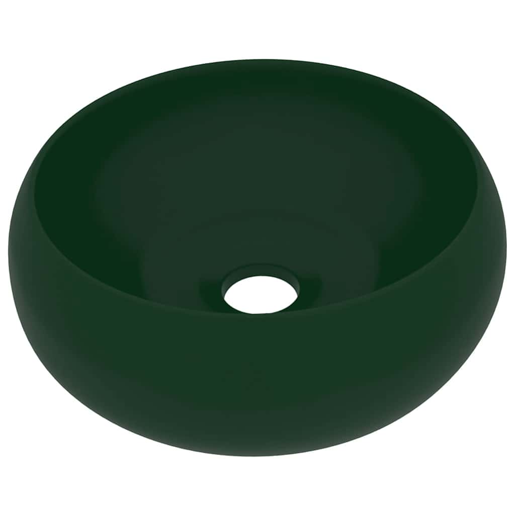 Vidaxl Washbasin Round 40x15 cm Mat de céramique vert foncé