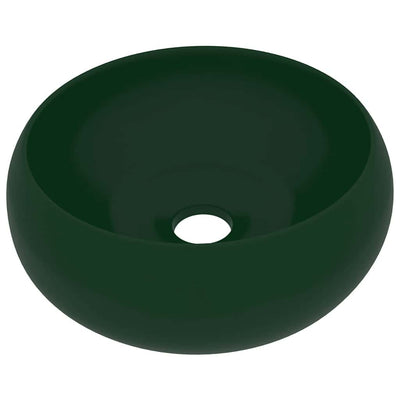 Vidaxl Washbasin Round 40x15 cm Mat de céramique vert foncé