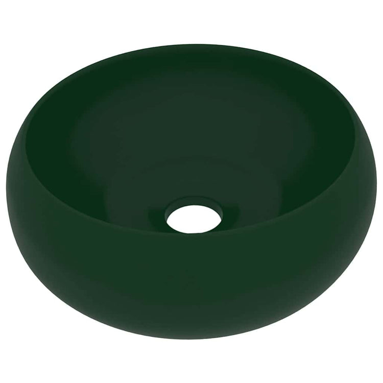 Vidaxl Washbasin Round 40x15 cm Mat de céramique vert foncé