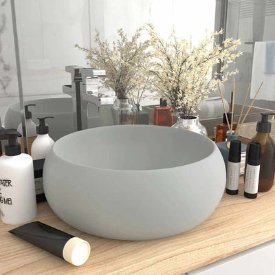 Vidaxl Washbasin Round 40x15 cm Céramique Matt Gris clair