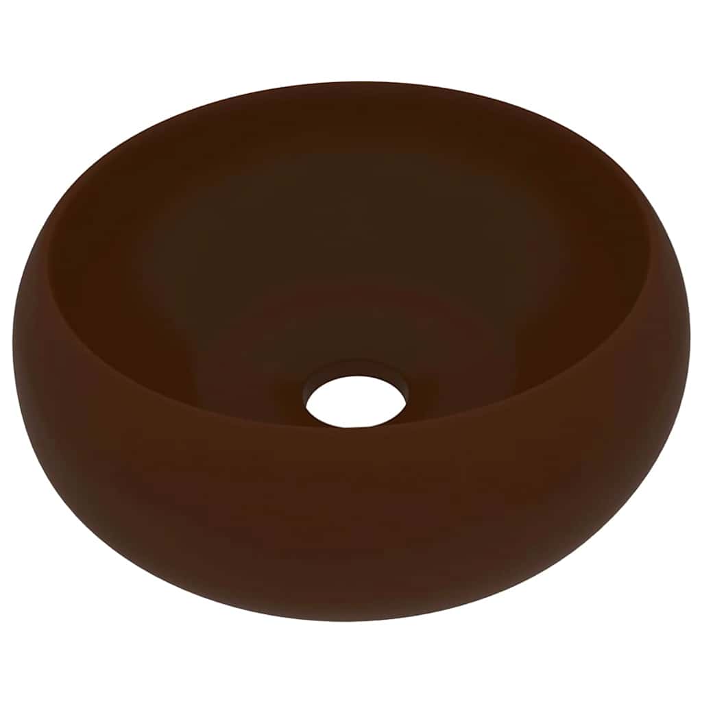 Vidaxl Washbasin Round 40x15 cm Cerramic Matt Dark Brown