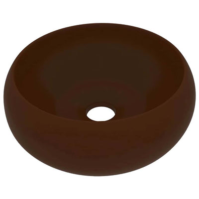 Vidaxl Washbasin Round 40x15 cm Cerramic Matt Dark Brown