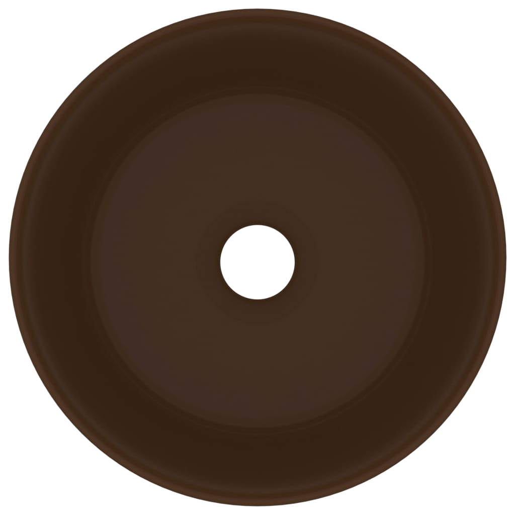 Vidaxl Washbasin Round 40x15 cm Cerramic Matt Dark Brown