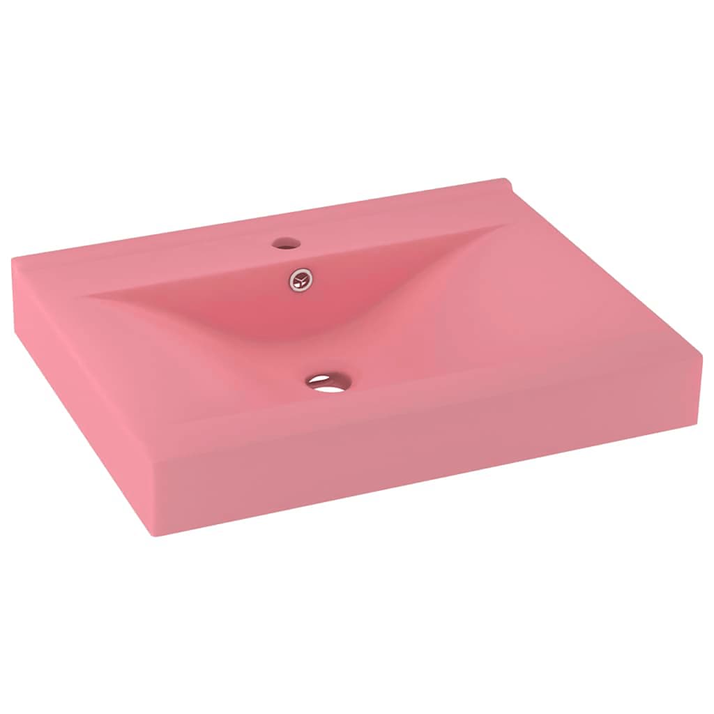 Vidaxl Washingin avec trou du robinet 60x46 cm en céramique rose
