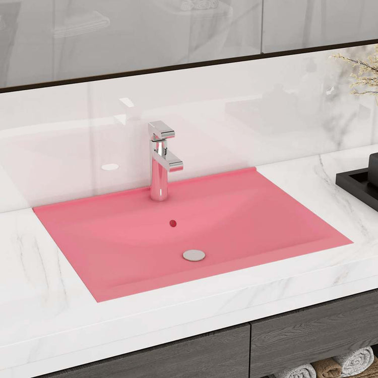 Vidaxl Washingin avec trou du robinet 60x46 cm en céramique rose