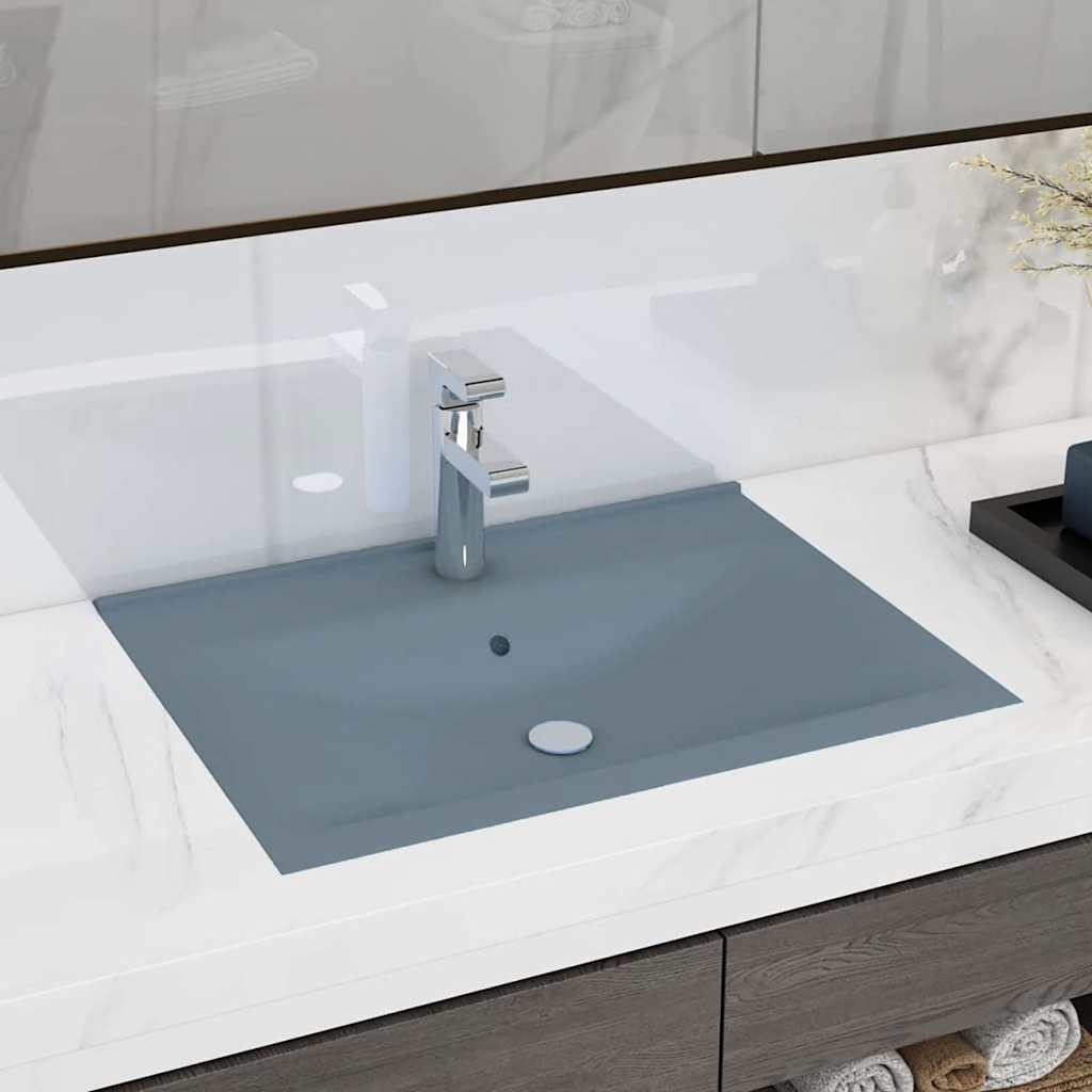 Vidaxl Washingin avec trou de robinet 60x46 cm en céramique Matt bleu clair