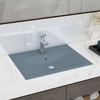 Vidaxl Washingin avec trou de robinet 60x46 cm en céramique Matt bleu clair