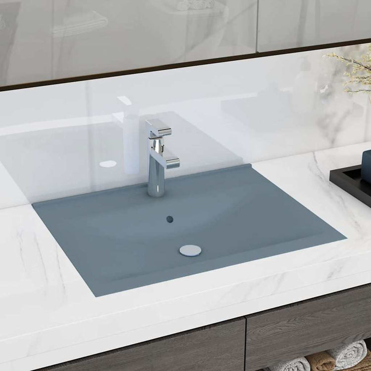Vidaxl Washingin avec trou de robinet 60x46 cm en céramique Matt bleu clair