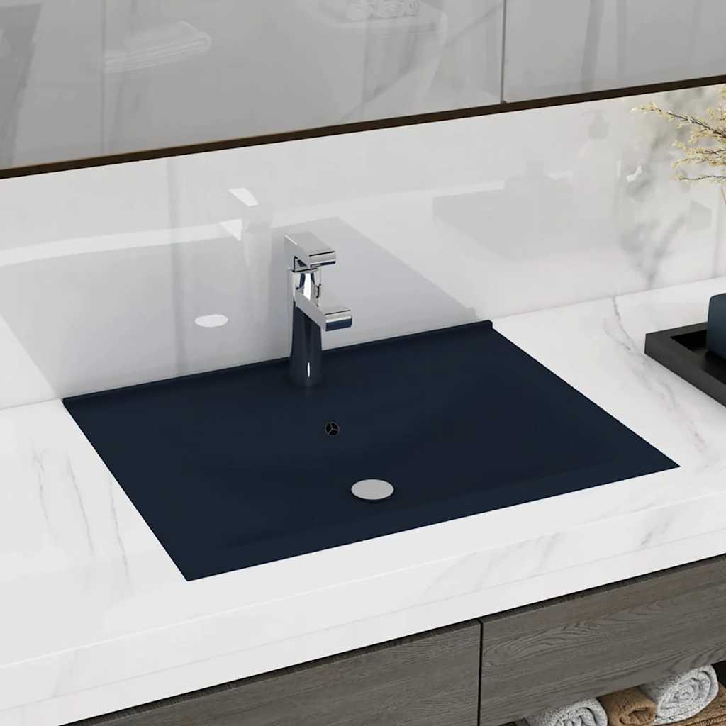 Vidaxl Washingin avec trou du robinet 60x46 cm en céramique Matt Bleu foncé