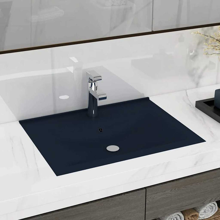 Vidaxl Washingin avec trou du robinet 60x46 cm en céramique Matt Bleu foncé