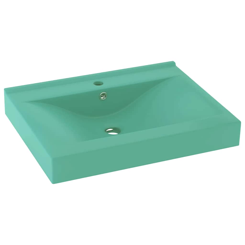 Vidaxl Washingin avec trou du robinet 60x46 cm en céramique Matt vert clair