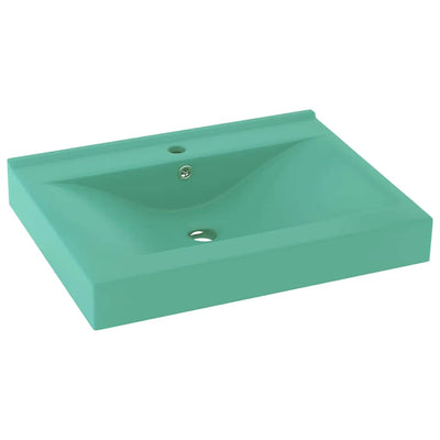 Vidaxl Washingin avec trou du robinet 60x46 cm en céramique Matt vert clair