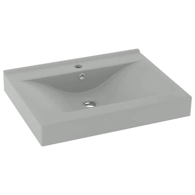 Vidaxl Washingin avec trou du robinet 60x46 cm en céramique gris clair