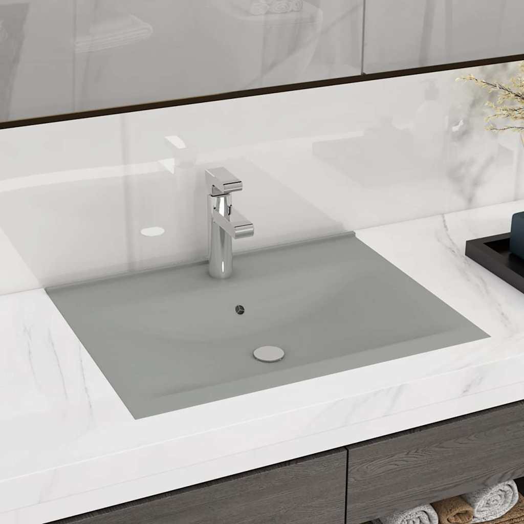 Vidaxl Washingin avec trou du robinet 60x46 cm en céramique gris clair