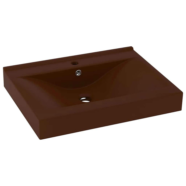 Vidaxl Washingin avec trou du robinet 60x46 cm en céramique Matt brun foncé