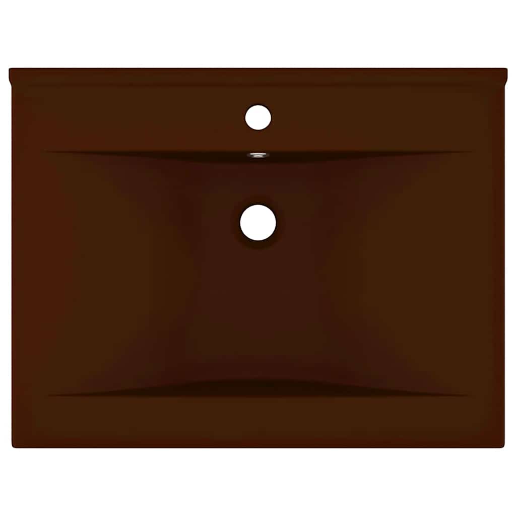 Vidaxl Washingin avec trou du robinet 60x46 cm en céramique Matt brun foncé