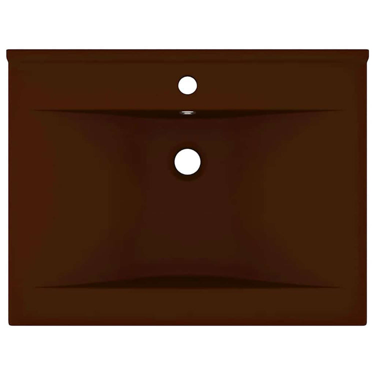 Vidaxl Washingin avec trou du robinet 60x46 cm en céramique Matt brun foncé
