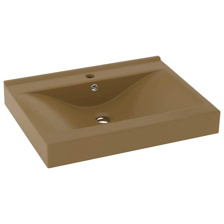 Vidaxl Washingin avec trou de robinet 60x46 cm Crème de tapis de céramique